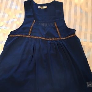 Flared navy blue dressy tank top